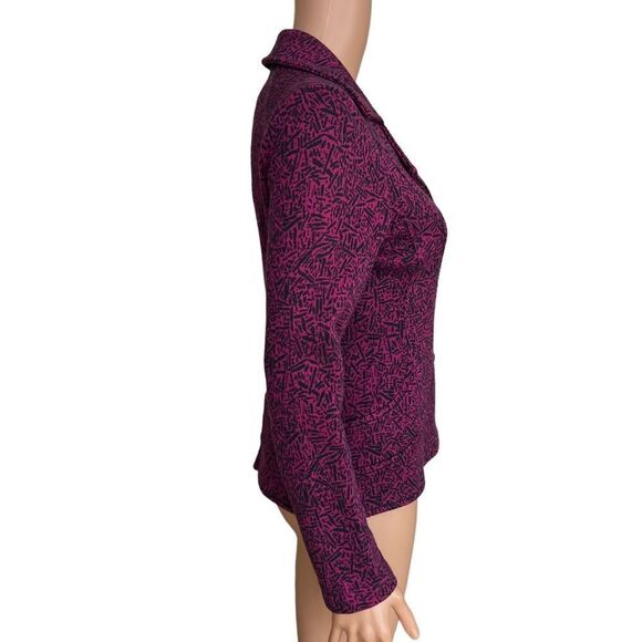 NIC+ZOE Women Size PS FUCHSIA AND BLACK Stretch Knit Blazer Cotton Blend - Picture 3 of 7